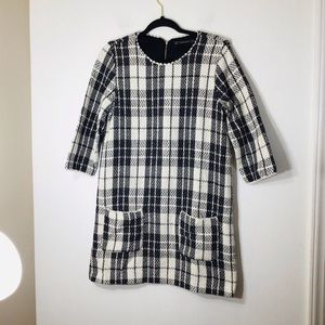 Zara large black white pocket dress